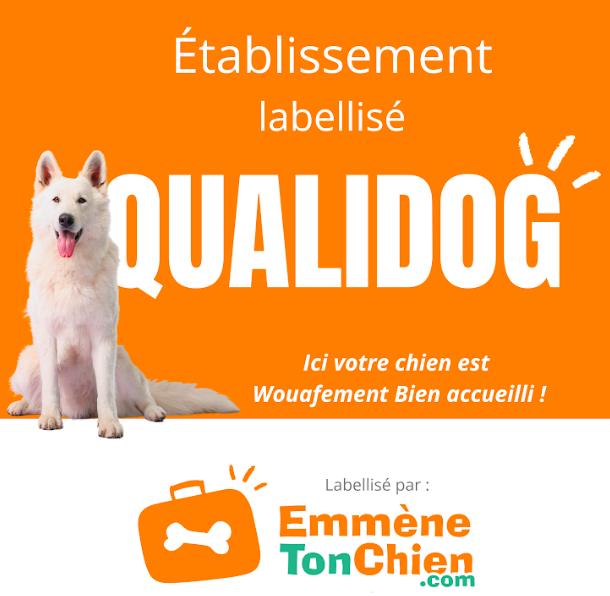 Tadaaam ! La plaque QUALIDOG est là pour le prouver : ici, c’est tapis rouge et gratouilles pour tous les chiens en vacances !