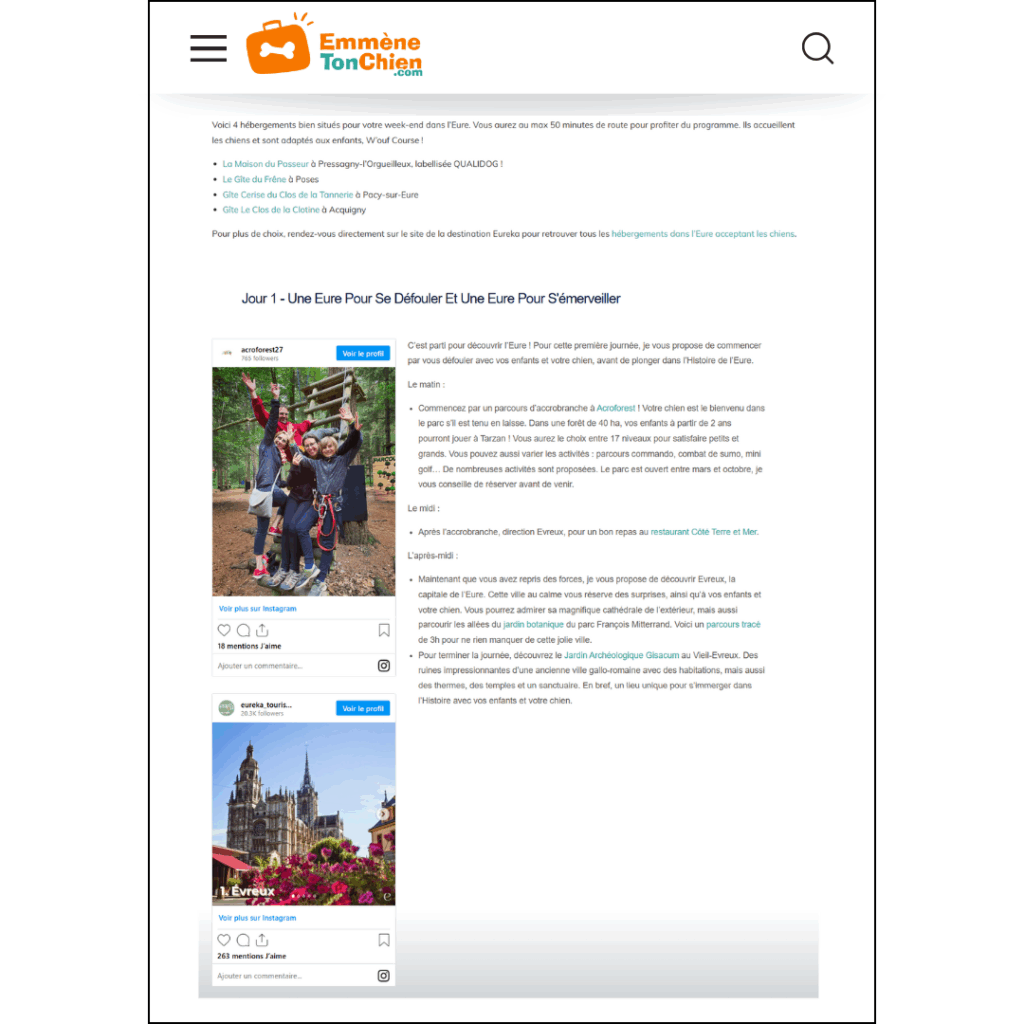 Itinéraire - tourisme Eure - jour par jour