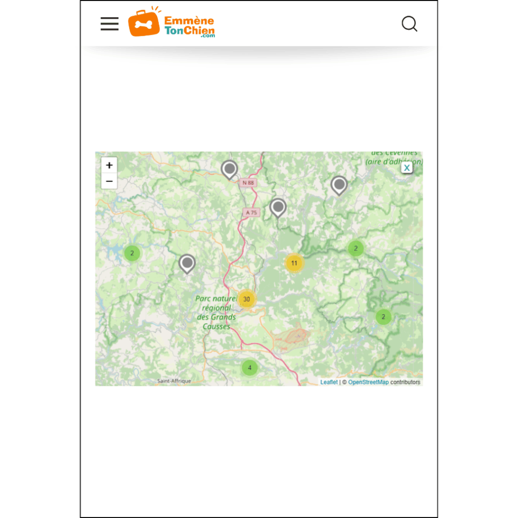 Page listing - OT Millau Grands Causses - carte