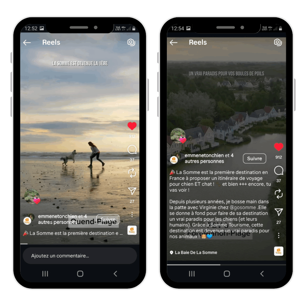 reel instagram - département de la Somme - communication sur l'offre dog-friendly