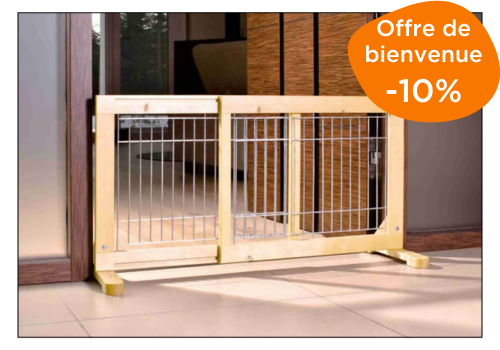 Barriere pour chien extensible structure bois et métal H50cm Zoomalia furnisseur